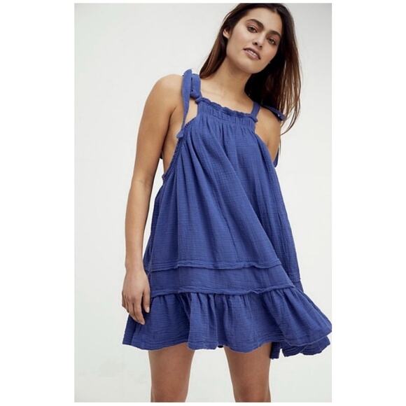 Free People Dresses & Skirts - FREE PEOPLE Fleur Mini Dress Size Small in Blue